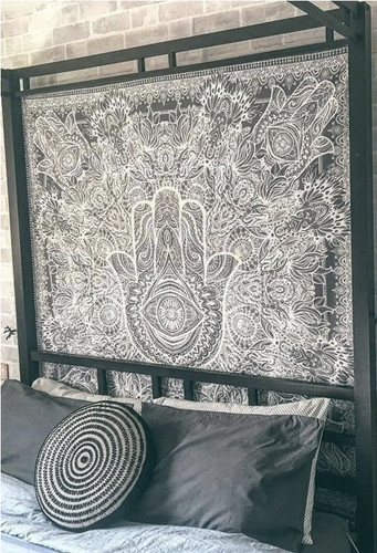 Grey fatima hand tapestry - grey,