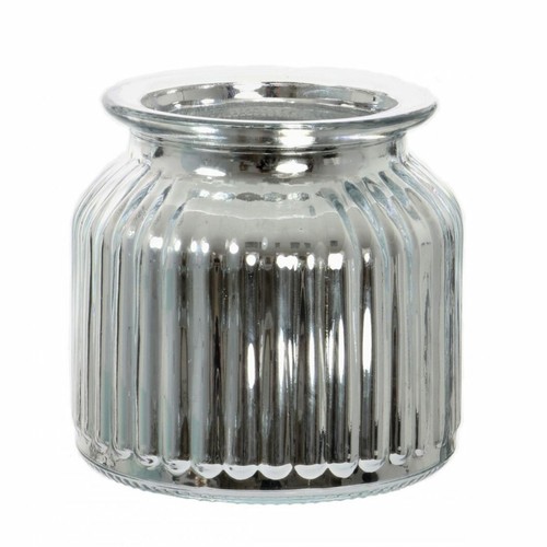 Mirrored silver ribbed vase - mirrored,