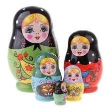 5x Wooden Matryoshka, Russian