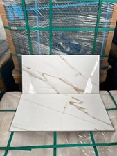 White Marble Effect Porcelain Tile 300x600mm Bathroom Kitchen 10/20 SQM Job Lot