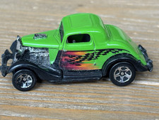 Vintage Hot Wheels '34 Ford 3-Window Hot Rod Green 1:64 Diecast 1979