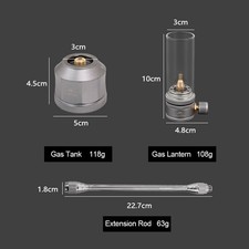 Gas Lantern Bundle with Extension Rod and Refillable Canister for Camping