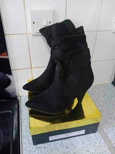 Black faux suede mid calf - faux,