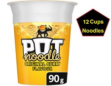 12 x 90g Pot Noodle Original Curry  Flavour Delicious Instant Pot Noodles