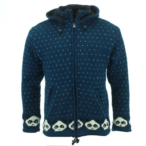Wool knit panda cardigan - panda,