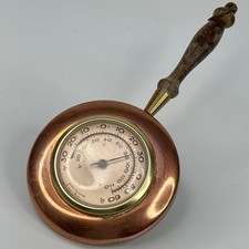 Vintage Small Copper & Wood Thermometer, Marked Regwell Made In England On Face