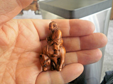 Hand Carved wood netsuke old