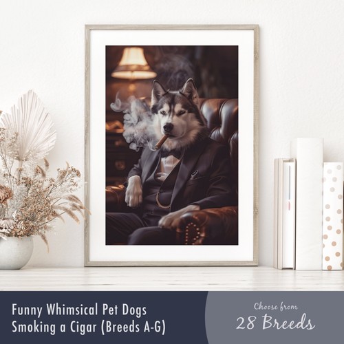 Whimsical dog smoking - whimsical,