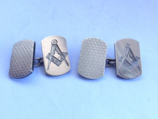 VINTAGE SOLID SILVER MASONIC CHAIN LINK CUFFLINKS HALLMARKED 1964 HG&S