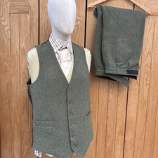 Men’s DERBY TWEED Waistcoat & BREEKS Green Wool blend 42" x W 34