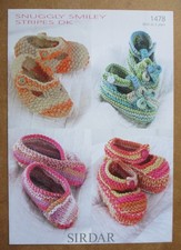 Sirdar Snuggly Smiley Stripes DK Knitting Pattern 1478: Baby's Shoes: 0-2yrs