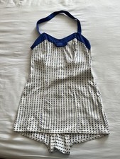 1950s Tweka Swimsuit | Ditsy Dot Print | Royal Blue & Cream | Made in Holland