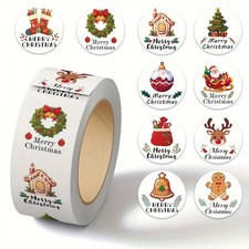 Christmas Stickers Roll Santa