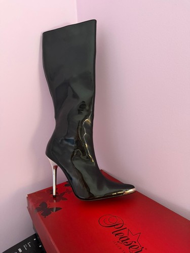 Pleaser black patent knee - pleaser,