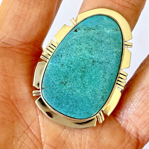 Chunky turquoise navajo ring - chunky,