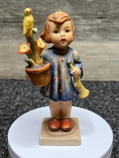 Hummel Goebel #17/0 "Congratulations" Girl Carrying Flower Pot & Horn Germany