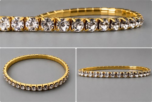 Gold tone rhinestone - tone, tennis