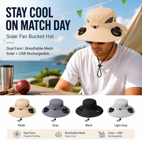 Dual fan solar - fan, hat