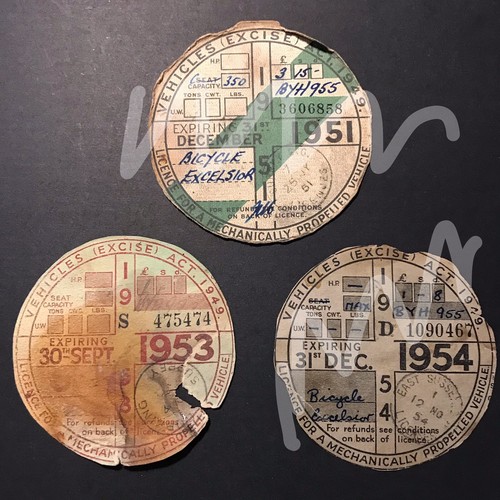 Vintage motorcycle tax discs - vintage,