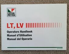 LISTER PETTER LT LV RANGE ENGINE OPERATORS MANUAL 