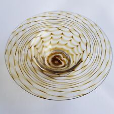 Teign Valley Art Glass bowl dish wave pattern TVG vintage handcraft 18cm English