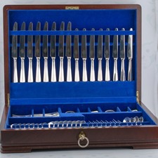 Mappin & Webb - Vintage Canteen x 8 60 Piece Sterling Silver Cutlery Set