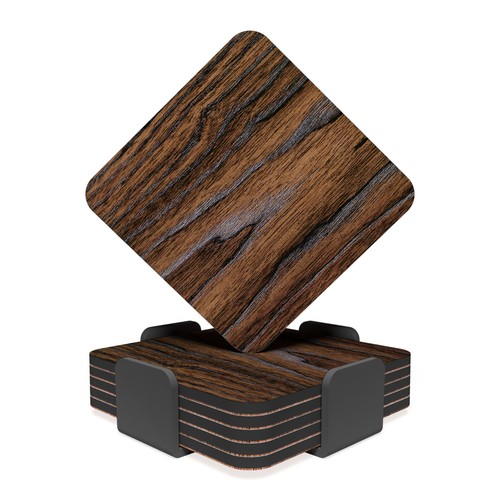 Gutsy wood grain coasters - wood, set
