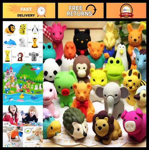 60pcs animal erasers for - 60pcs, kids