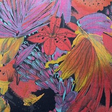 Vintage Colourful Tropical Palm Leaf Fabric Measures 142cm Wide X 300cm Long