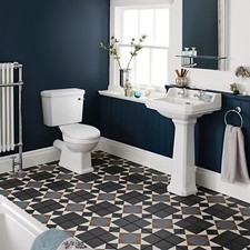 Nuie Carlton Traditional Bathroom Close Coupled Toilet 560mm Full Pedestal Basin