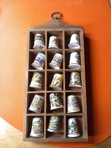 Wooden thimble display with - wooden,