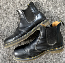 Dr. Martens 2976 Chelsea Boots Men's UK Size 11 Black Leather Yellow Stitch Docs