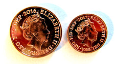 2 COINS, GREAT BRITAIN, 1, 2