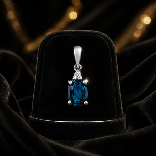 Cushion blue topaz - cushion, diamond