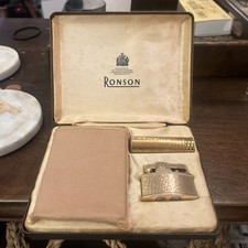 Rare Crackle Finish Art deco Boxed Ronson Lighter Cigarette Case Set