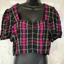 Chic Plaid Puff Sleeve Crop