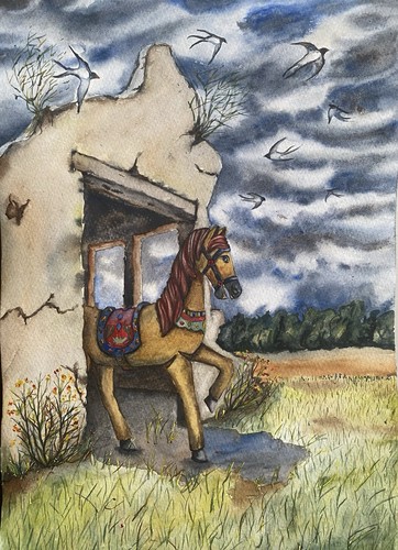 Watercolour painting wooden - watercolour,