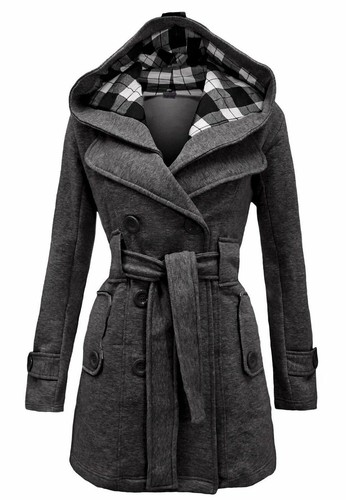 Women check hooded - women's, belted