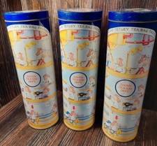 Vintage Round Tetley Tea Bag Factory Tall Tin ×3 Vintage Tea Advertising Tea Boy