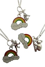 SILVER NECKLACE ENAMEL RAINBOW Pet Dog Cat Bunny Charm Gift + Bag *Huge Choice*