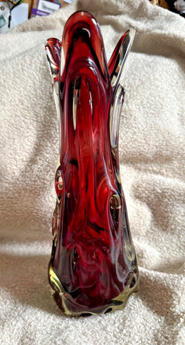 Vase thick red - red, glass