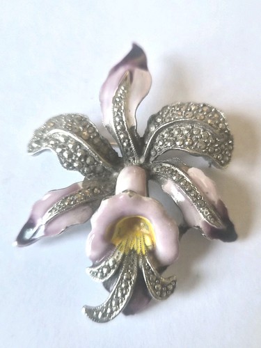 Vintage enamel marcasite - vintage,