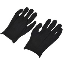 12 Pairs Black Cotton Gloves
