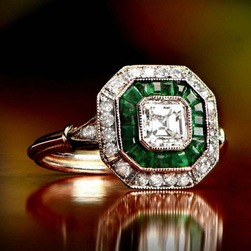 3ct asscher cut diamond - diamond, green