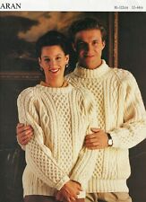 2108 MAN'S LADY'S ARAN SWEATERS 32-44" VINTAGE KNITTING PATTERN COPY