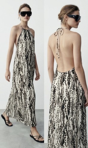 Zara printed halterneck maxi - zara,