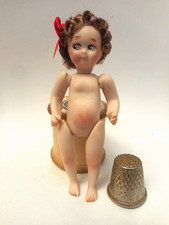 Antique mignonette reproduction doll "kestner googly" viscose wig 3 inches high