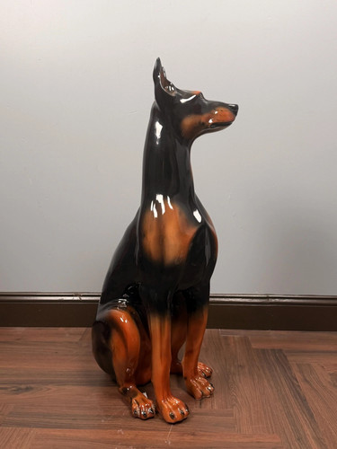 Large vintage ceramic doberman - ceramic,