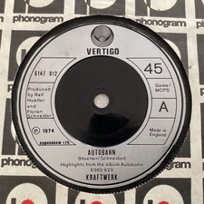 Kraftwerk 7” Vinyl Single “ Autobahn “ Vertigo Records “ Kometenmelodie”1974 F#1