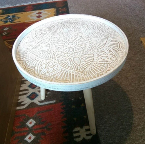 Small side table white round - side,